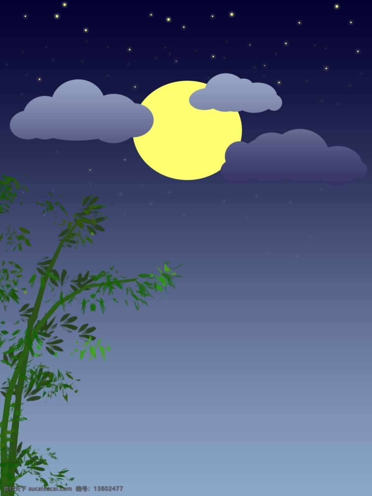 中秋 圆月 原创 插画 背景 中秋节 节日 竹子 星空 明月