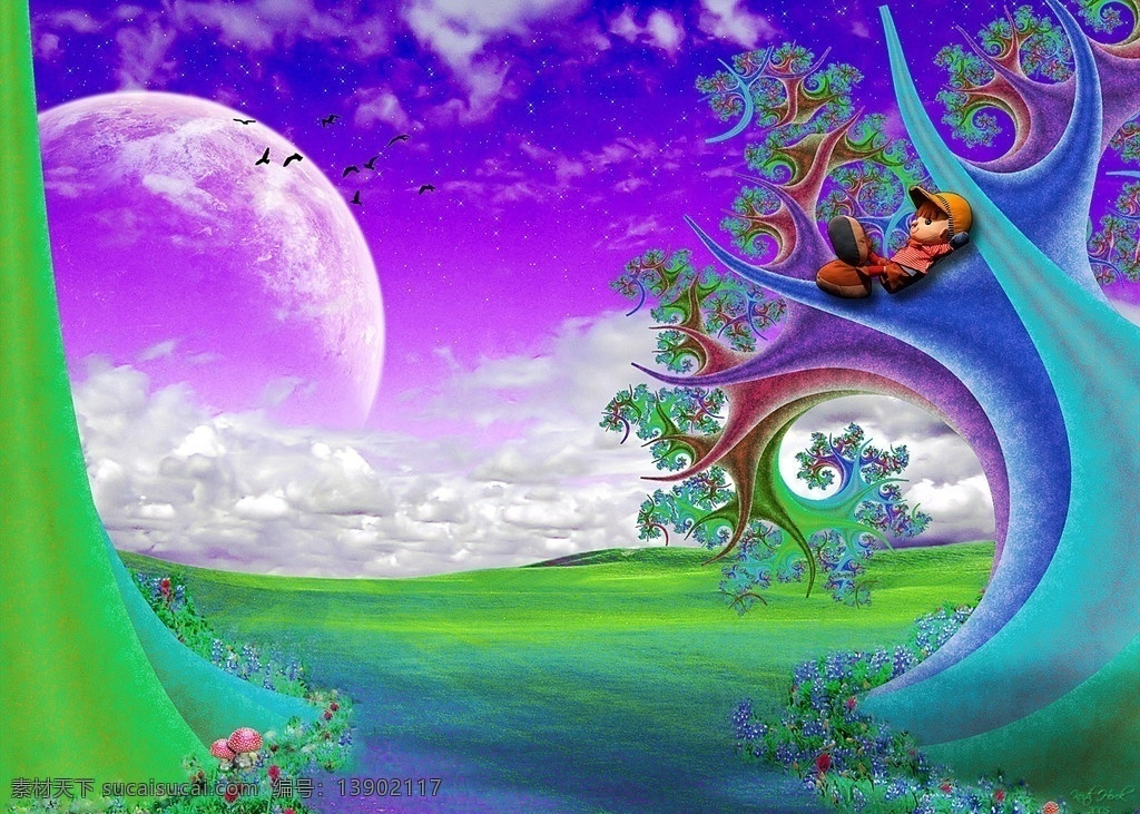 童话背景 花草 白云 云朵 太空 浪漫背景 梦幻背景 浪漫 温馨 摄影背景 影楼背景 影楼模板 相片背景 照片背景 风景漫画 动漫动画