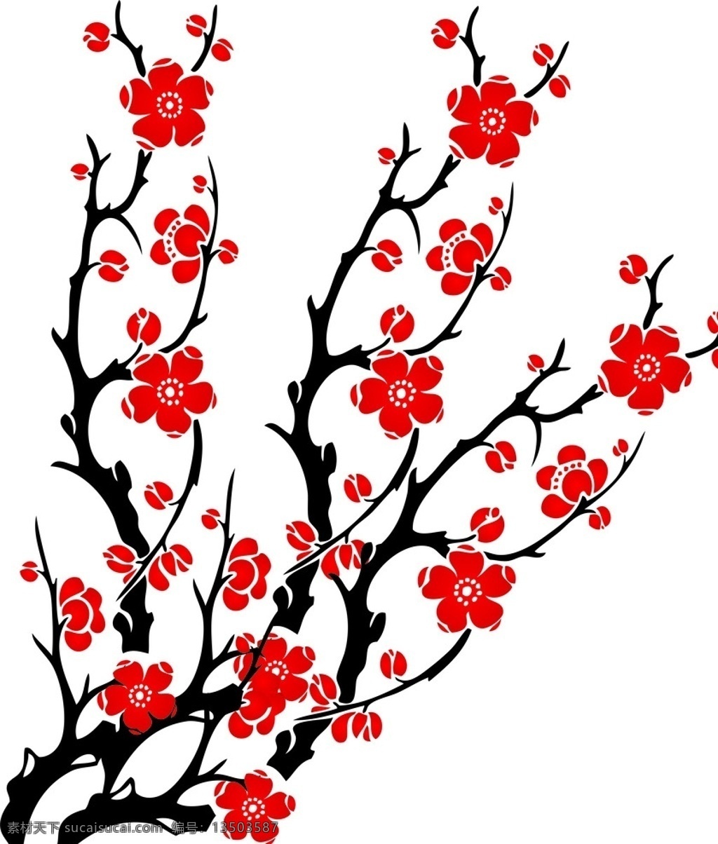 矢量梅花 矢量图 梅花 树枝 花