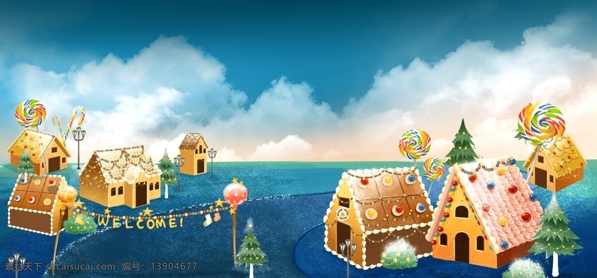 圣诞免费下载 分层 蛋糕 房子 节日 卡通 圣诞 树 源文件 psd源文件 餐饮素材