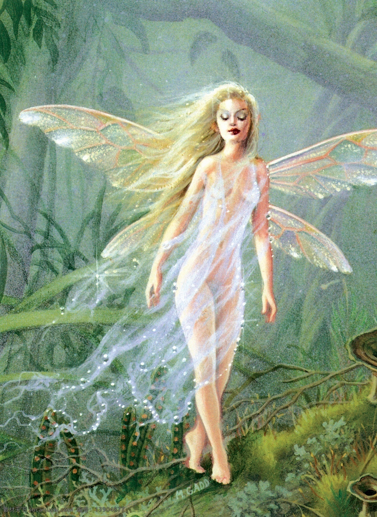 插画 插图 翅膀 动漫 绘画书法 精灵 美女 欧洲 美丽女神 仙女 树 树枝 神话 童话 文化艺术