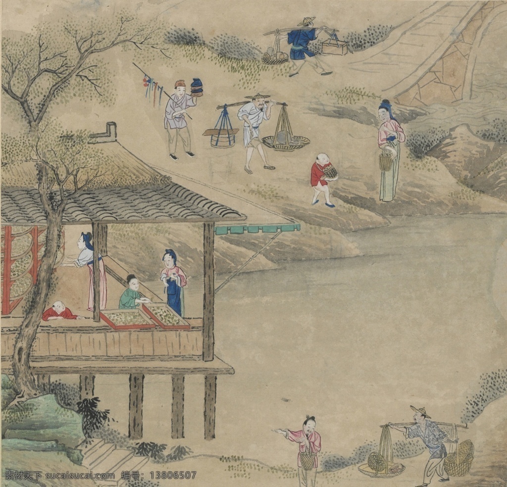 古代民生百态 古代店铺 古代人物 古代集市 古代场景 赶集 古代街景 古代生活场景 古代市井人物 古代街市 小贩 文化艺术 绘画书法 tiff