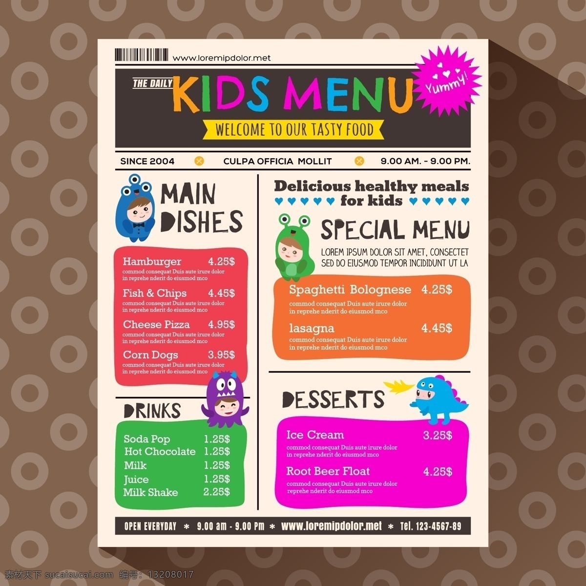 儿童 美食 菜单 可爱 多彩 活力 美食菜单 儿童菜单 矢量素材 矢量 高清图片