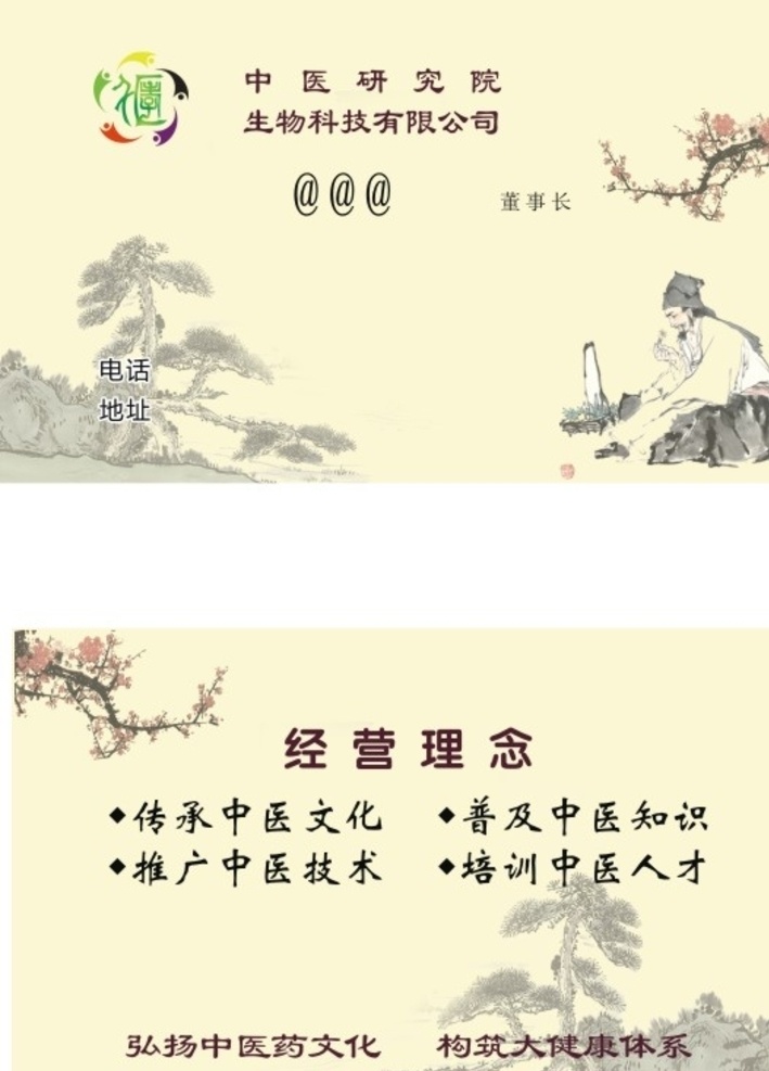 中医名片 单页 名片 写真 条幅 海报 展板 展架 医药名片