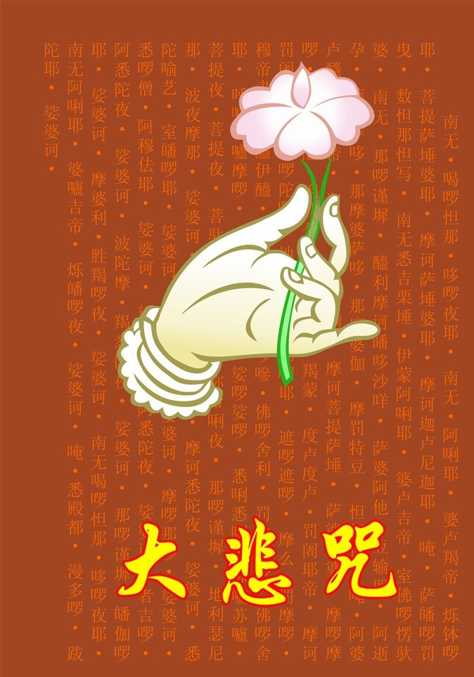 大悲咒 佛教 莲花 佛手 手持莲花 大悲文 封面 书面 菩萨 南无阿弥陀佛 佛 佛光普照 传统文化 文化艺术 矢量