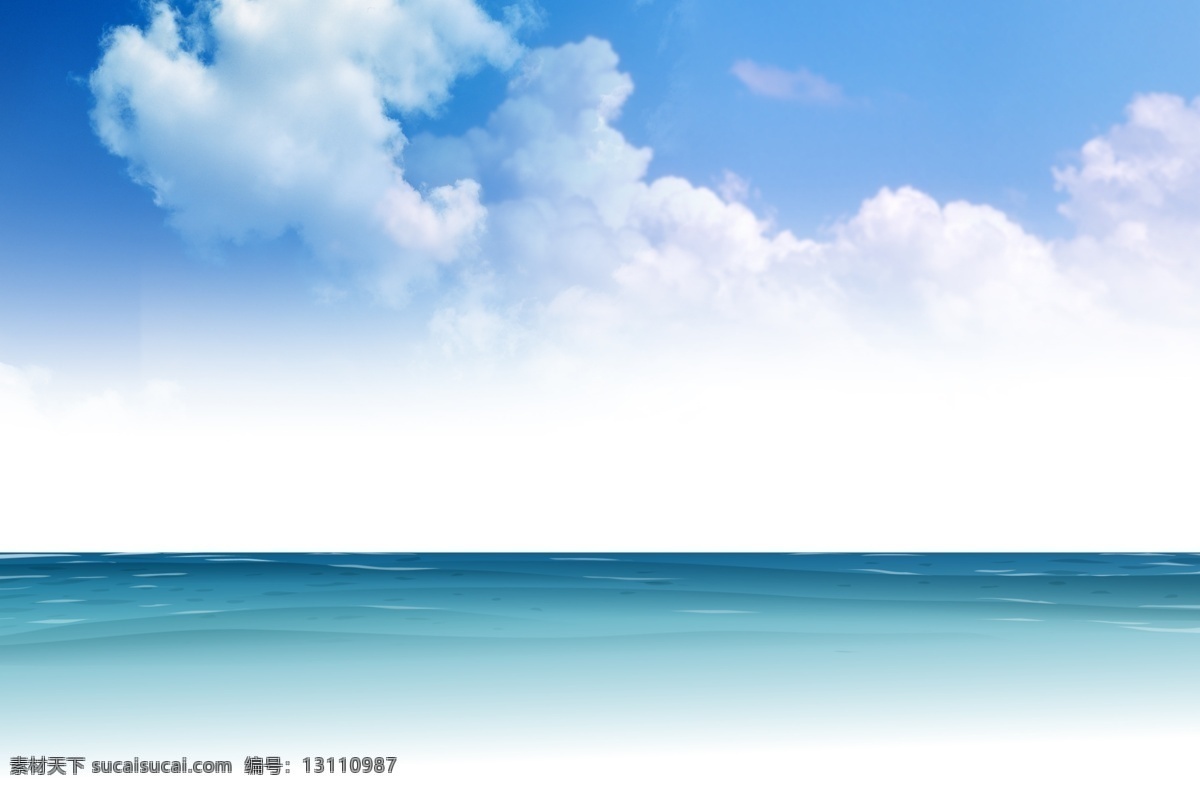 蓝天 海洋 清爽 海平线 云彩 边框背景 分层