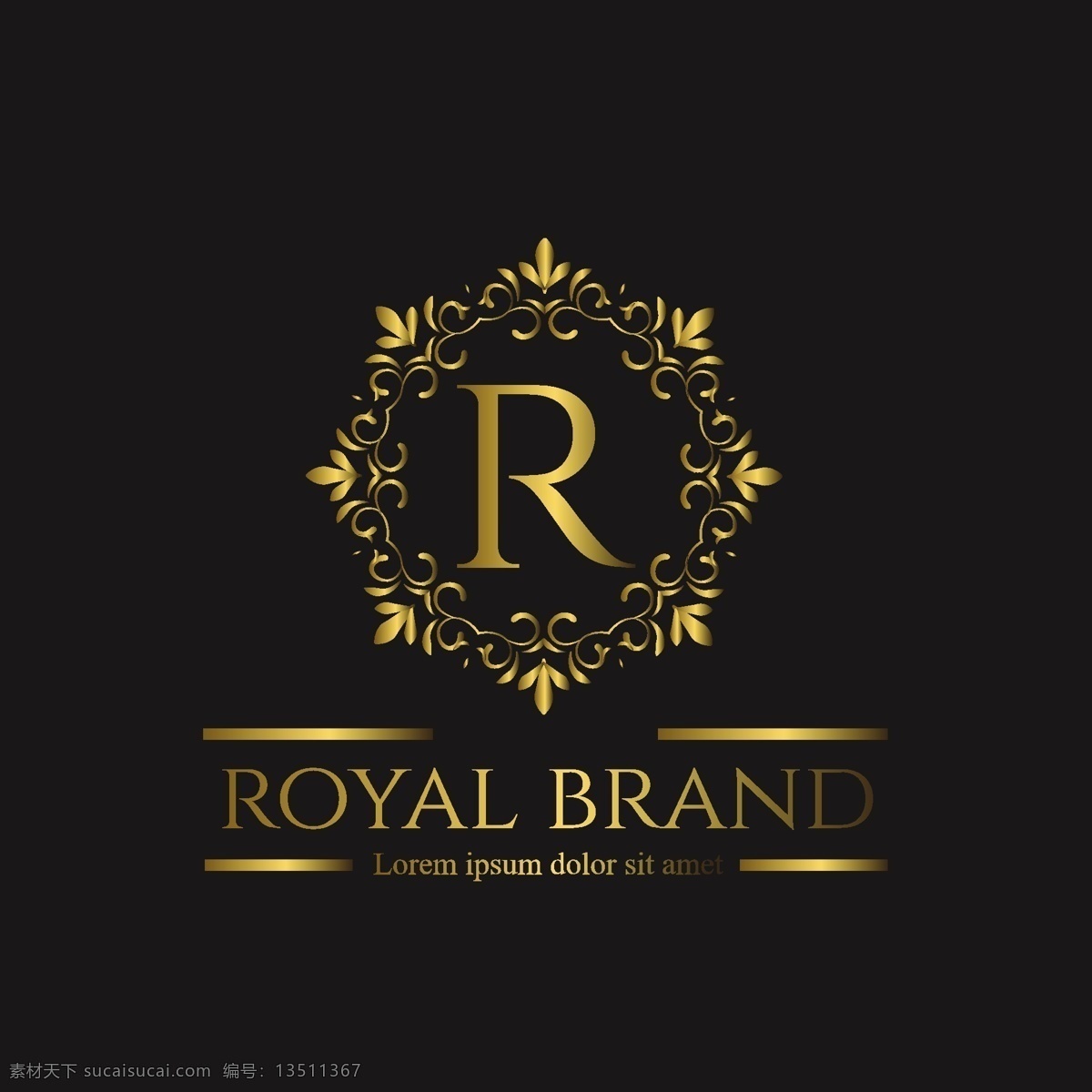 金色 复古 字母 边框 标志 装饰 圆形 豪华 尊贵 logo设计