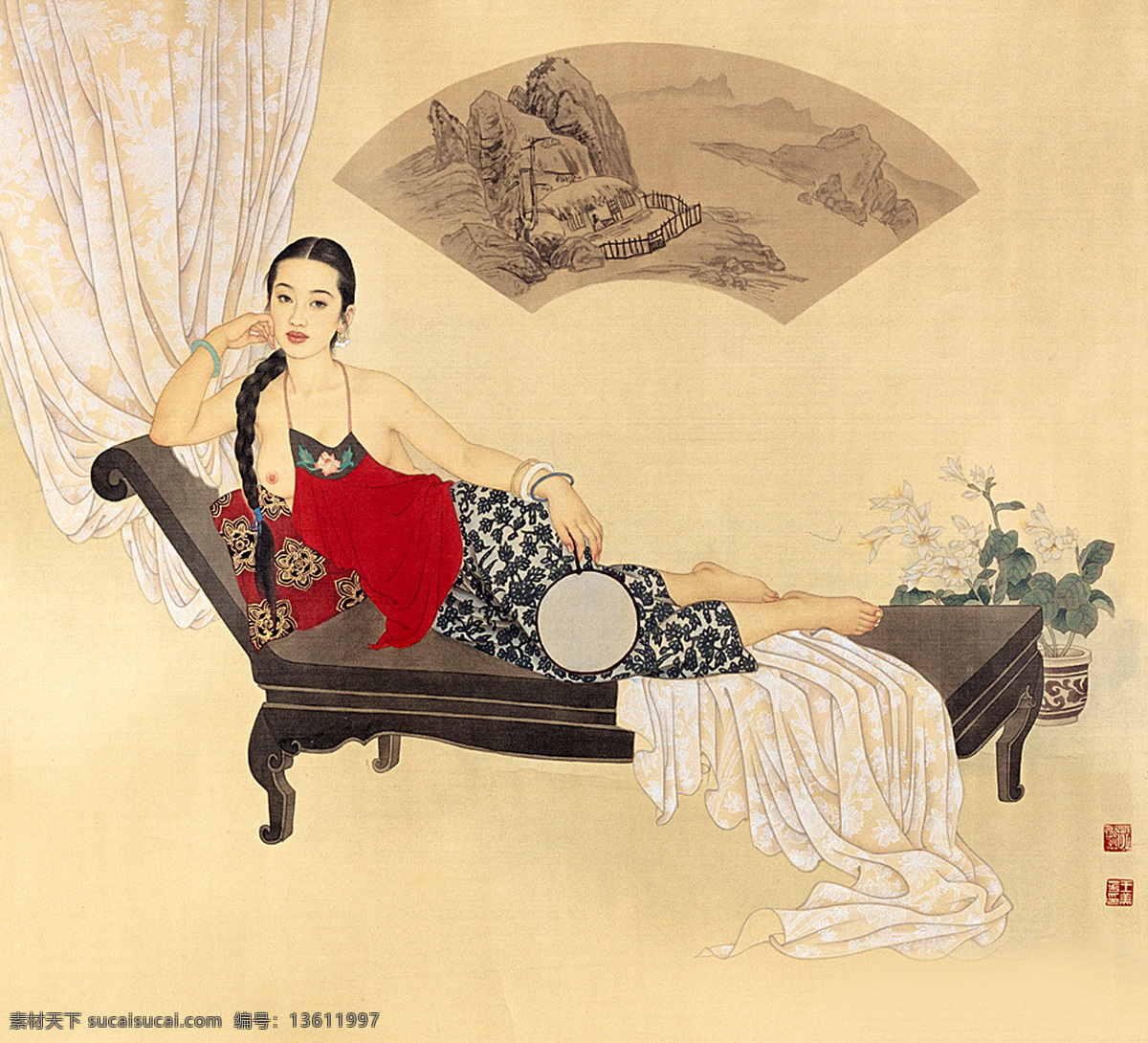 仕女图 王美芳 赵国经 人物集锦 近代绘画 国画 名画 人物 美女 古装美女 宫装美女 古画 仕女 文化艺术 绘画书法 设计图库