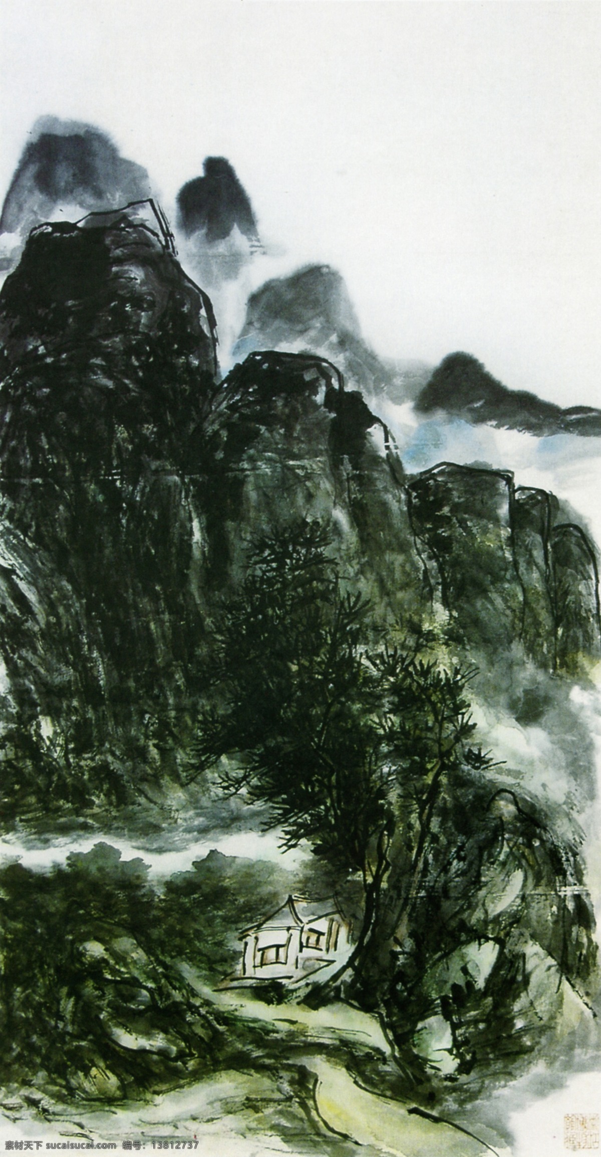 山水画 背景 临摹 色彩 书法 水墨 作品 杰作 黄宾虹作品