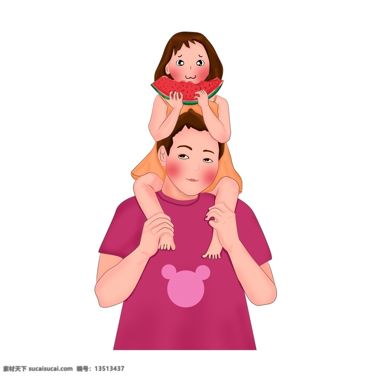 手绘 父女 插画 人物 父女插画 人物元素 免扣素材 透明素材 卡通