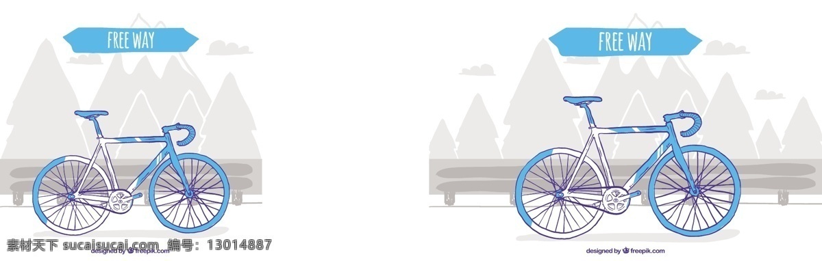手绘 蓝色 自行车 老式 背景 手绘自行车 老式背景 矢量自行车 白色