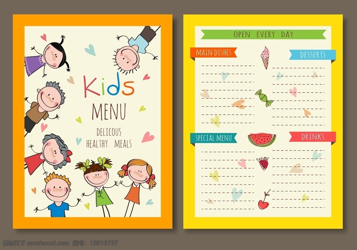 时尚 卡通 儿童 餐厅 菜谱 孩子 可爱