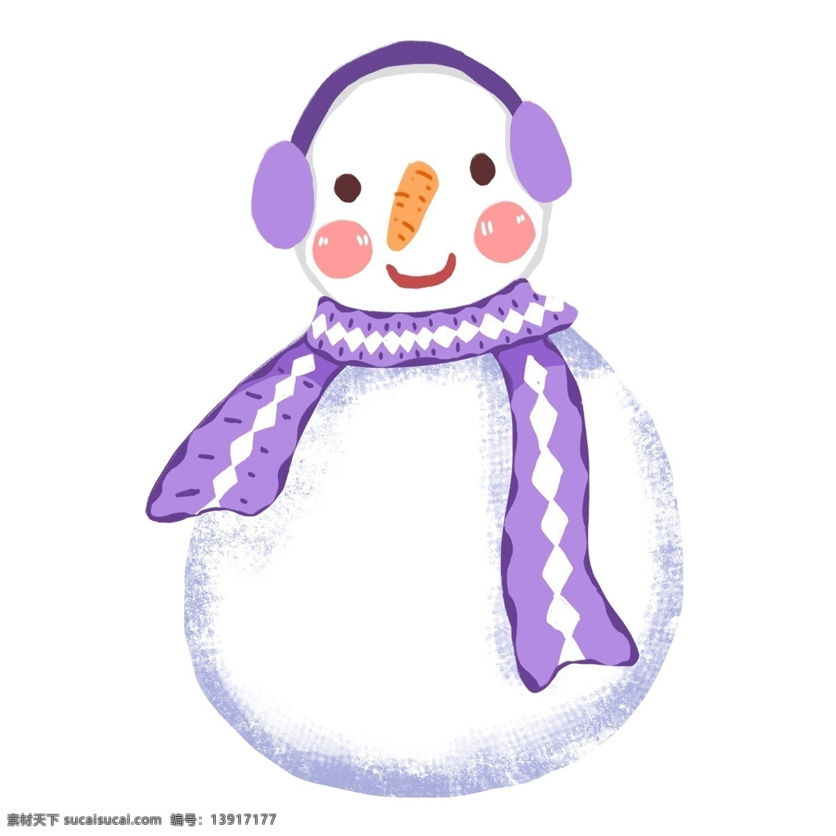 简约 爱带 耳机 雪人 原创 元素 可爱 紫色 冬季 围巾 原创元素 设计元素