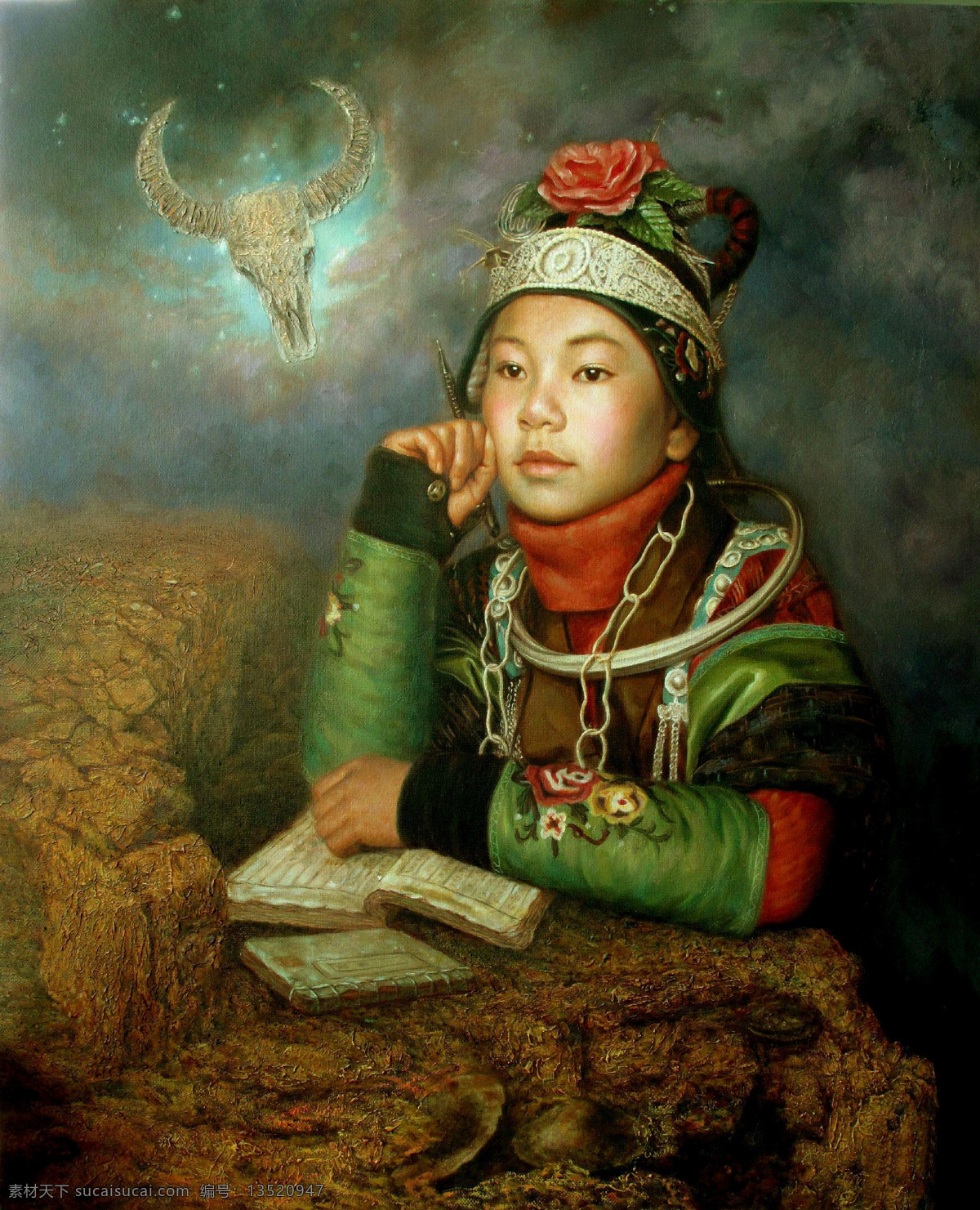 表情 动作 儿童 发型 绘画 绘画书法 理想 美术 油画 现代油画 朝鲜油画 朝鲜人物 学生 书本 姿势 油画艺术 油画作品12 文化艺术