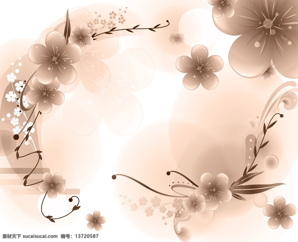 花卉个性壁画 五瓣花 小花 花藤 花边 个性花卉 装饰画 壁画 电视壁画 黑白花卉 黑白装饰画 移动门图案 玻璃门图案 分层