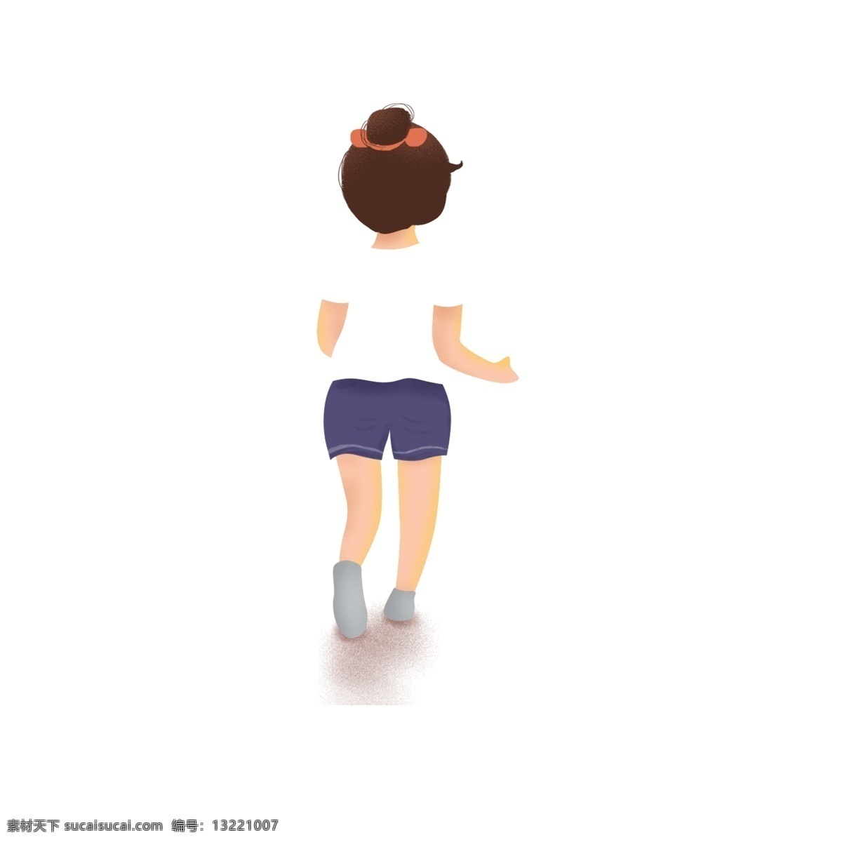 一个 跑步 女子 背影 卡通 元素 运动 休闲