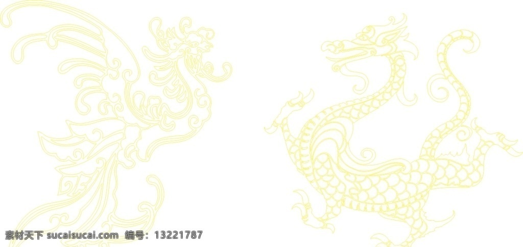 失量龙凤 龙 凤 线图 可编辑 失量 包装设计