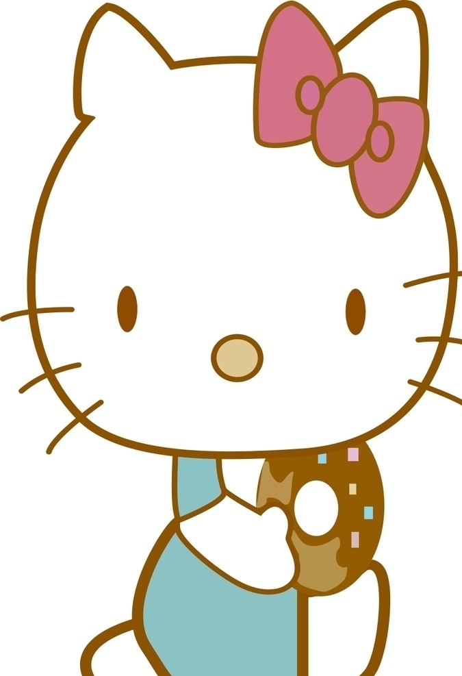 hello kitty猫 卡通 蝴蝶结 手绘 矢量图 猫抱巧克力