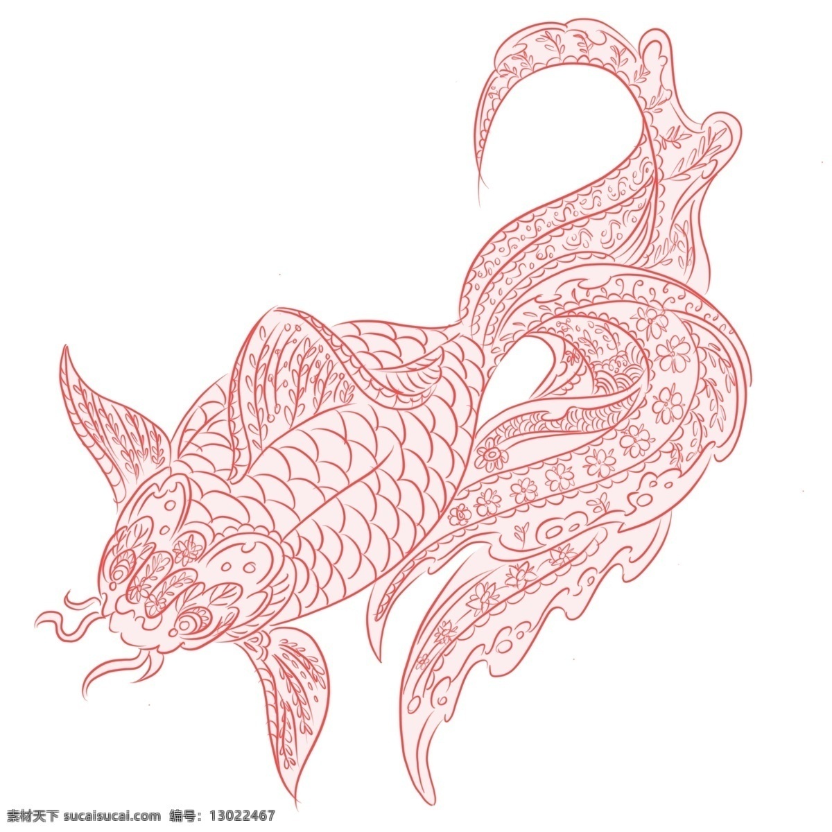 手绘 动物 中国 风 红色 金鱼 手绘动物 手绘金鱼 中国风 中国风金鱼 红色金鱼