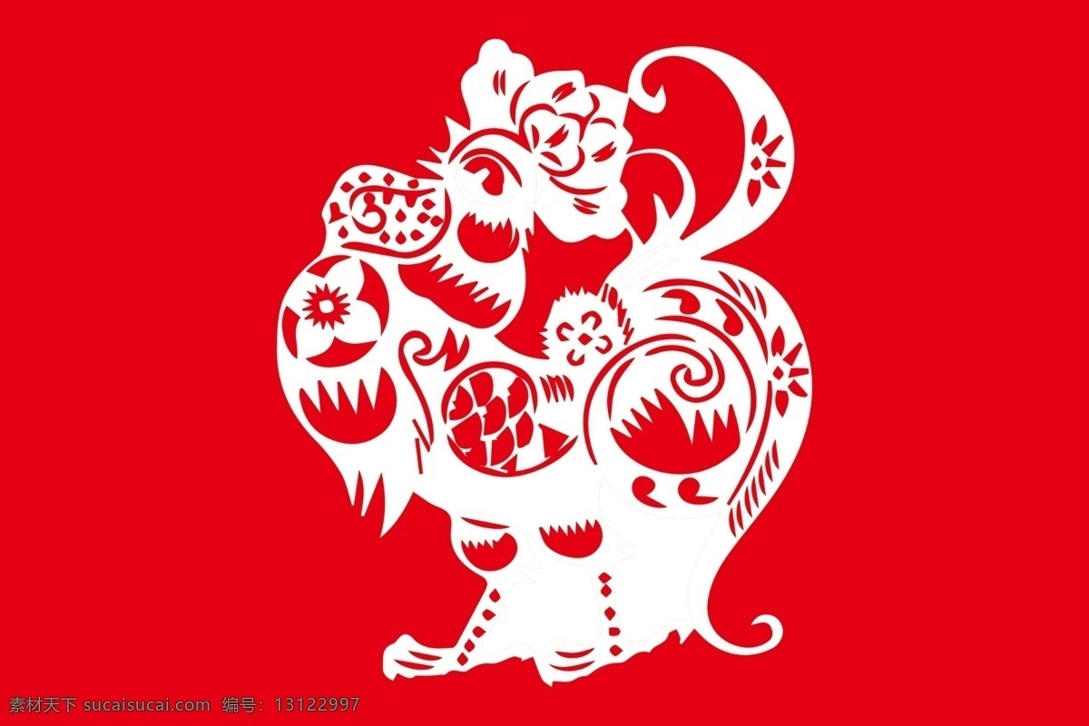 剪纸鸡 十二生肖 生肖 剪纸 中国风 鸡 展板模板