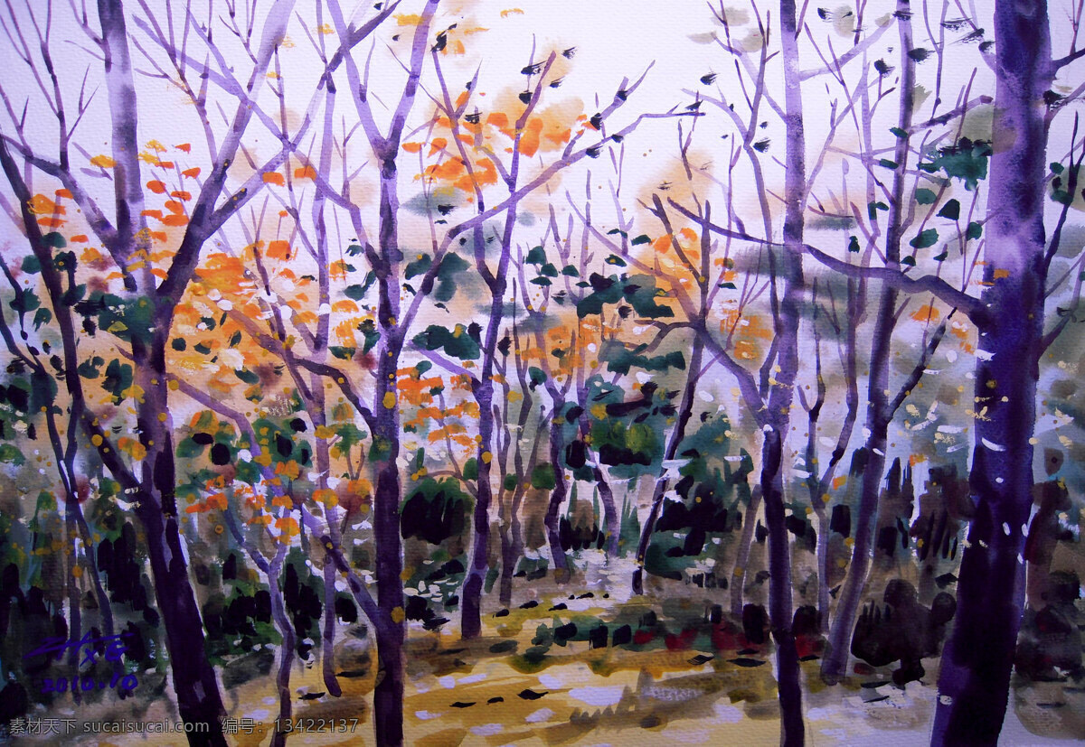 风景画 绘画 绘画书法 美术 树林 树木 水彩画 静静 林子 设计素材 模板下载 静静的林子 原野 茂盛 水彩画艺术 作品集 文化艺术 装饰素材 山水风景画