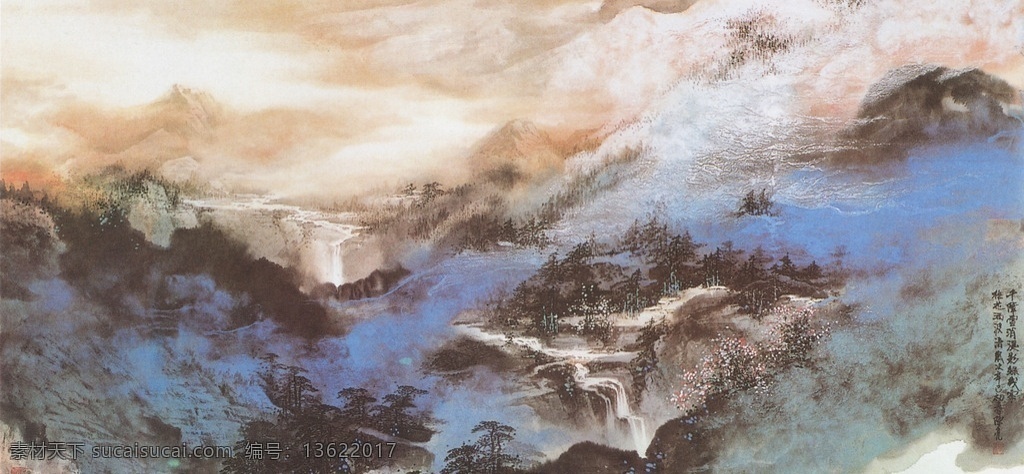 陈亮山水画 陈亮 艺娃艺术 国画 写意 重彩 山水 泼彩 大气 意境 世外桃源 云 山石 瀑布 水 树 中国 名家 高清 画 文化艺术 绘画书法
