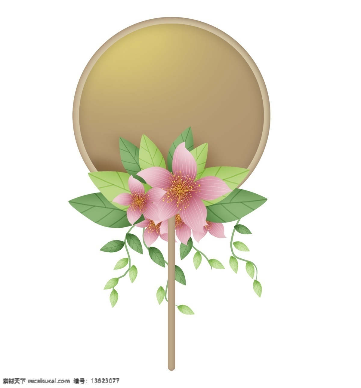 古风 团扇 桃花 文字 框 植物 立体 春天文字框 叶子 春天标题框 花朵 绿色 桃花对话框 春季