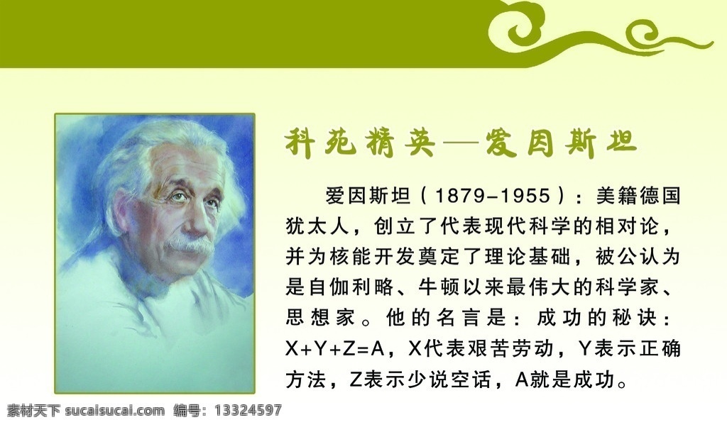 科苑精英 爱因斯坦 科学家 思想家 名人名言 国外科学家 校园文化 展板模板 广告设计模板 源文件