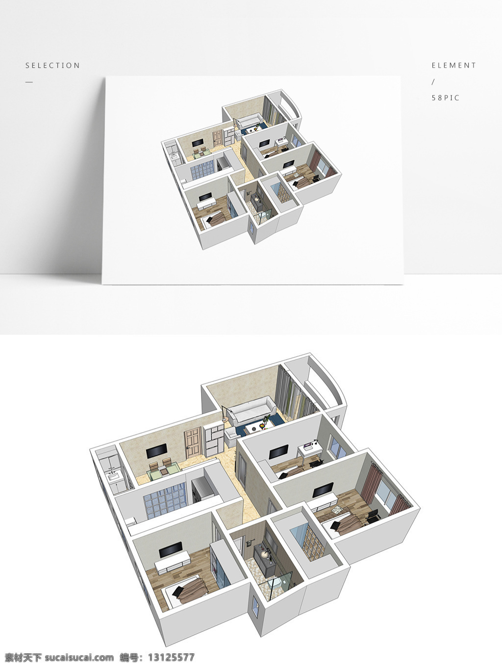 简约 风 su 透视 模型 室内空间设计 住宅室内设计 样板房 3d模型 su模型 草图大师模型 家具模型