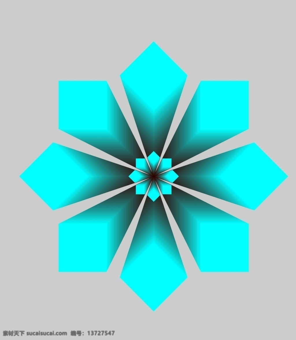 蓝色几何图形 蓝色 几何 正方形 小装饰 立体 花朵