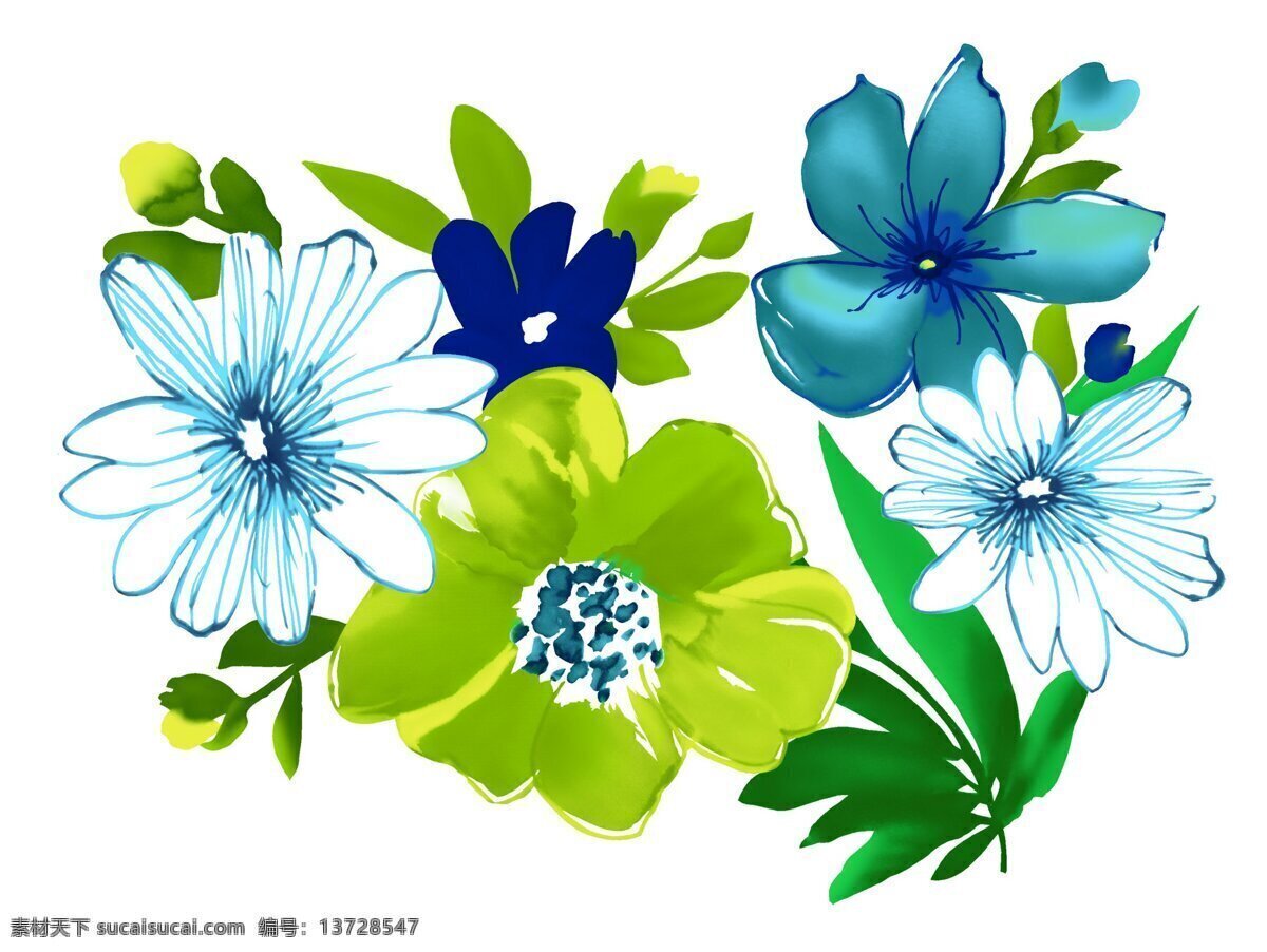 姐妹花 花卉 水彩 水墨画 绘画书法 文化艺术