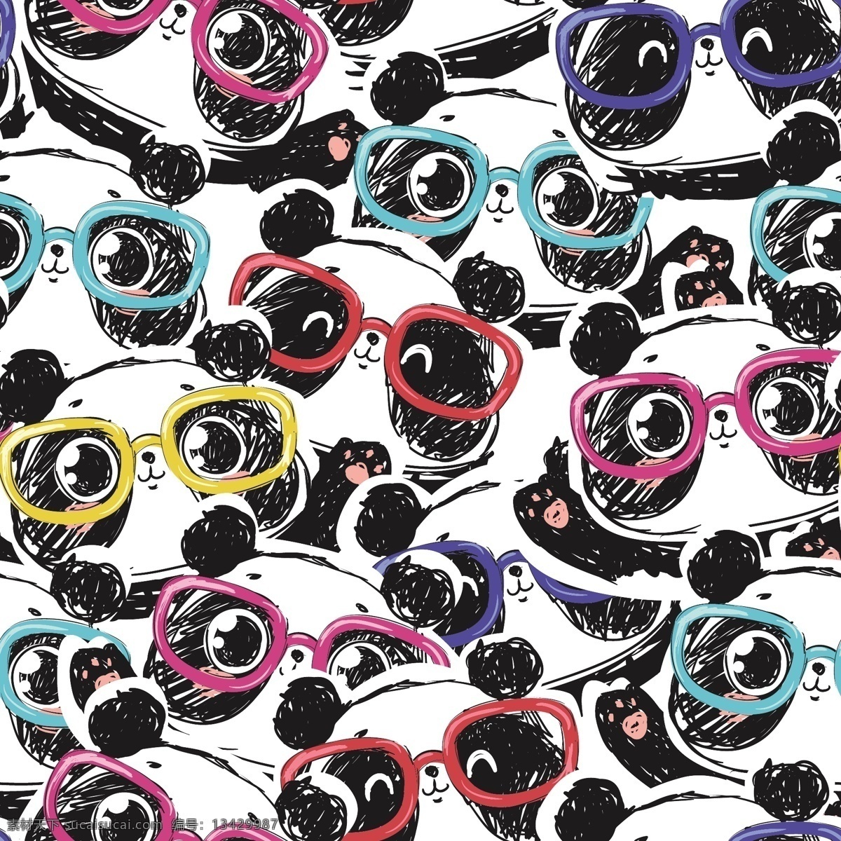 可爱动物 熊猫宝宝 国宝 熊猫图案 精美 面料 图案 花型 底纹边框 其他素材