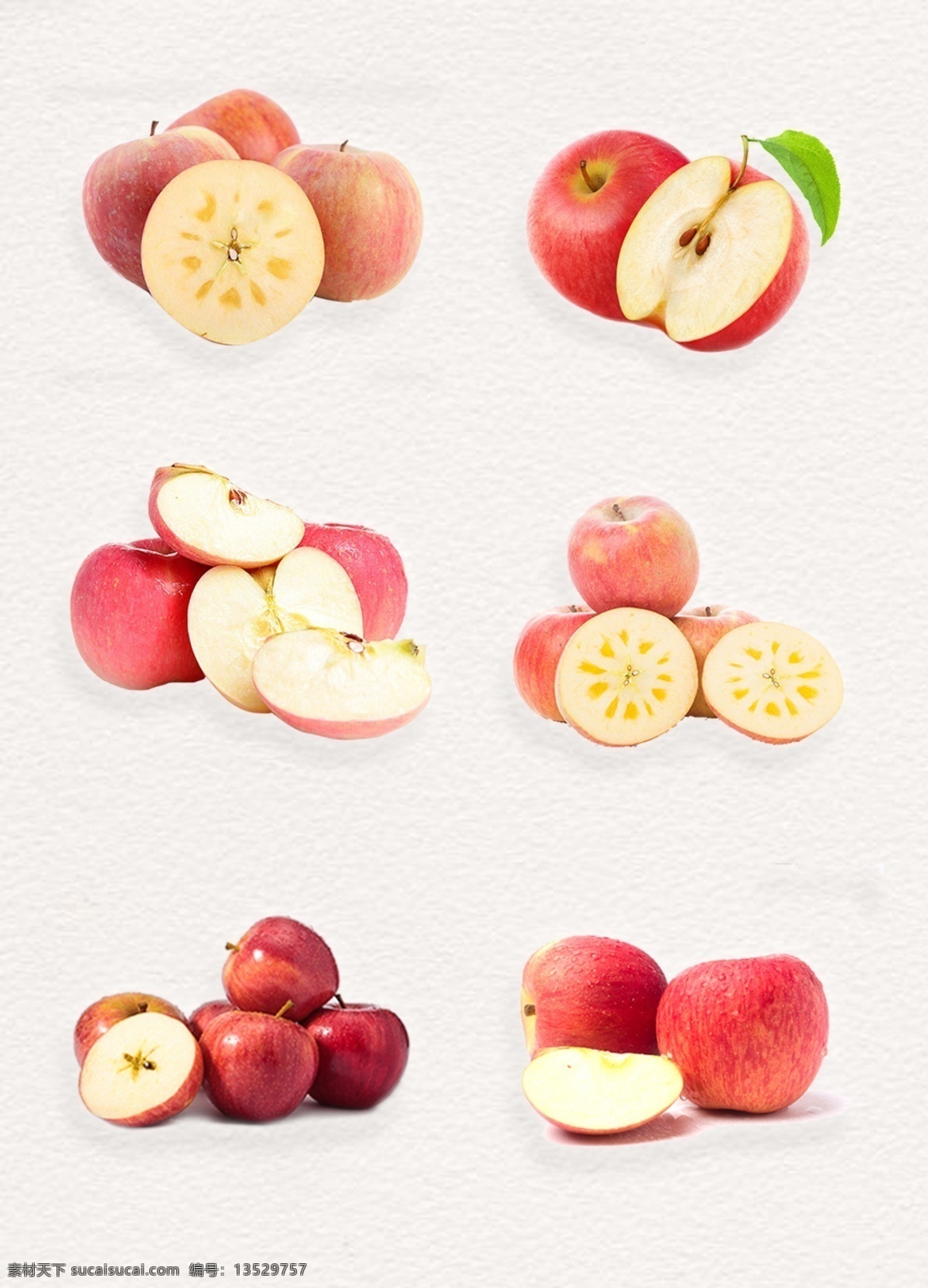 新鲜 苹果 鲜甜 红富士 水果 红苹果 切开的苹果 营养水果 产品实物