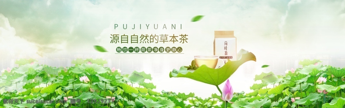 荷叶 茶 淘宝 主 图 海报 茶叶 茶海报素材 茶海报背景 清新自然 荷花 荷塘 荷叶茶