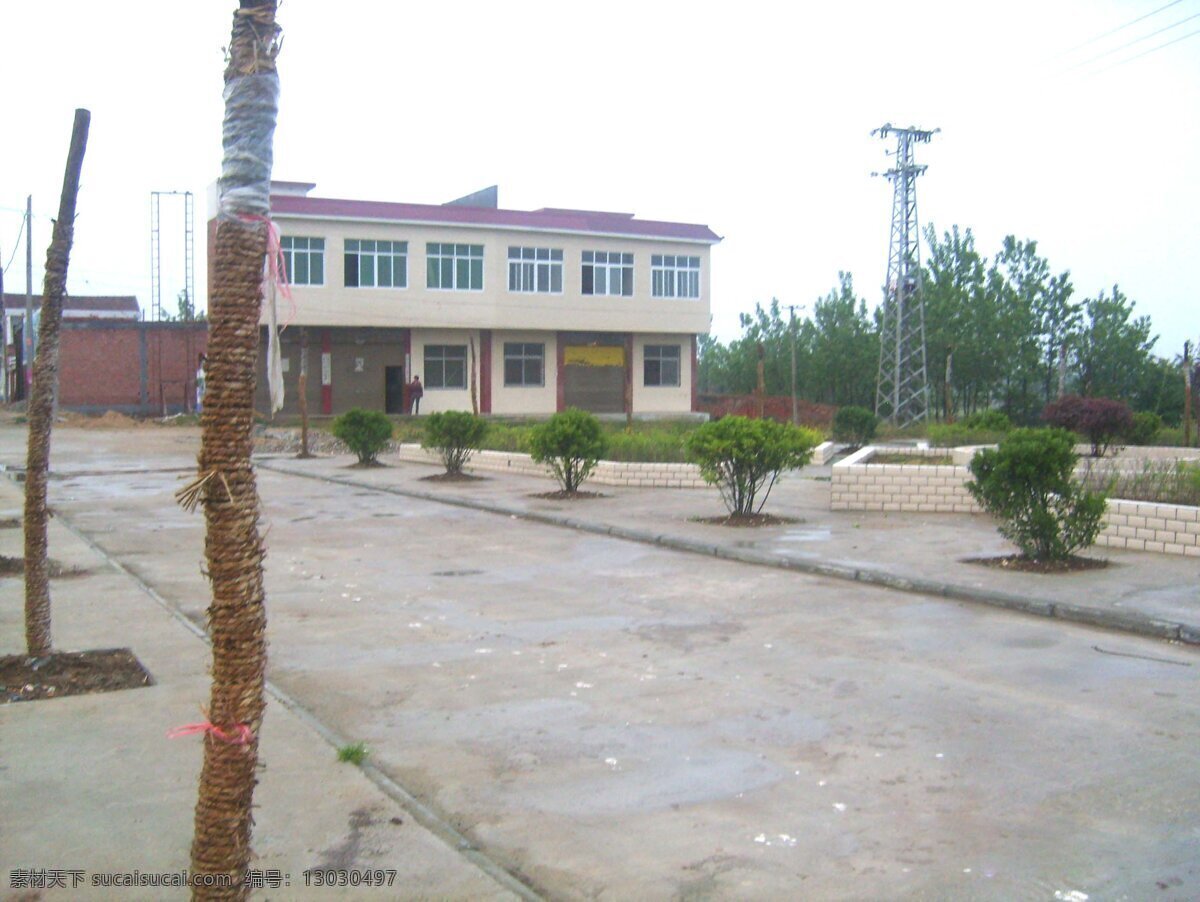 自然风景 风景画 风景图片 花草 建筑 楼房 马路 石子 自然 树木 自然景观 家居装饰素材 山水风景画
