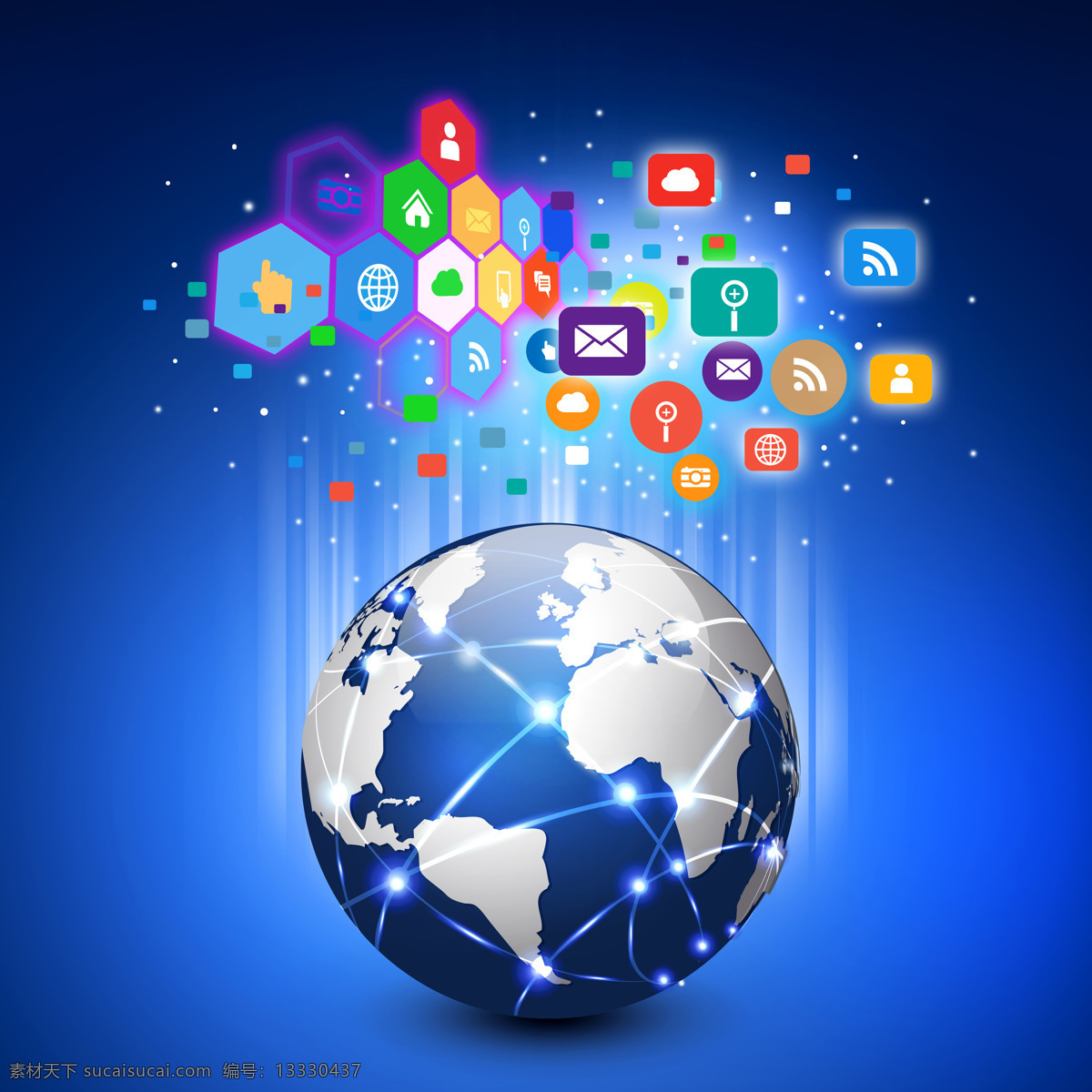 蓝色 地球 app 图标 通讯网络 网络科技 信息科技 app图标 世界地图 现代科技
