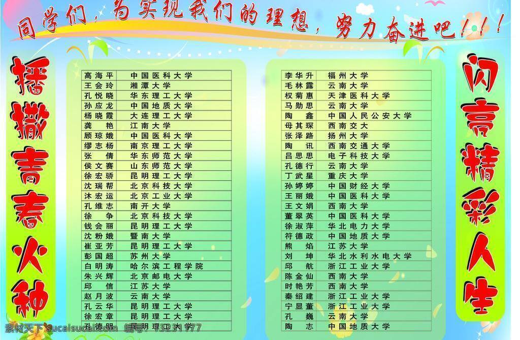 学生 报考 表 展板模板 学生报考表 矢量图层 姓名 大学 闪亮精彩人生 播撒 青春 火种 标语 矢量 其他展板设计