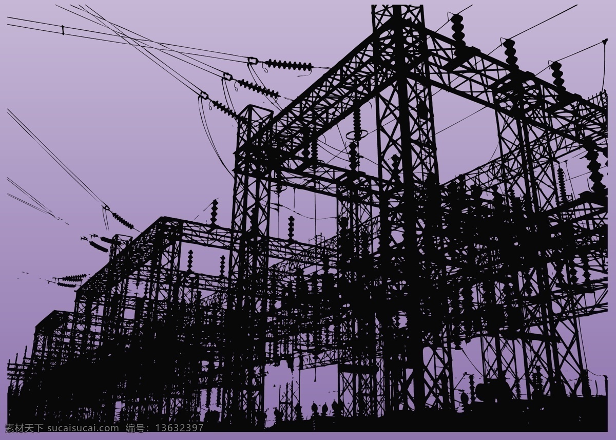 矢量 电厂 矢量图 紫色 其他矢量图