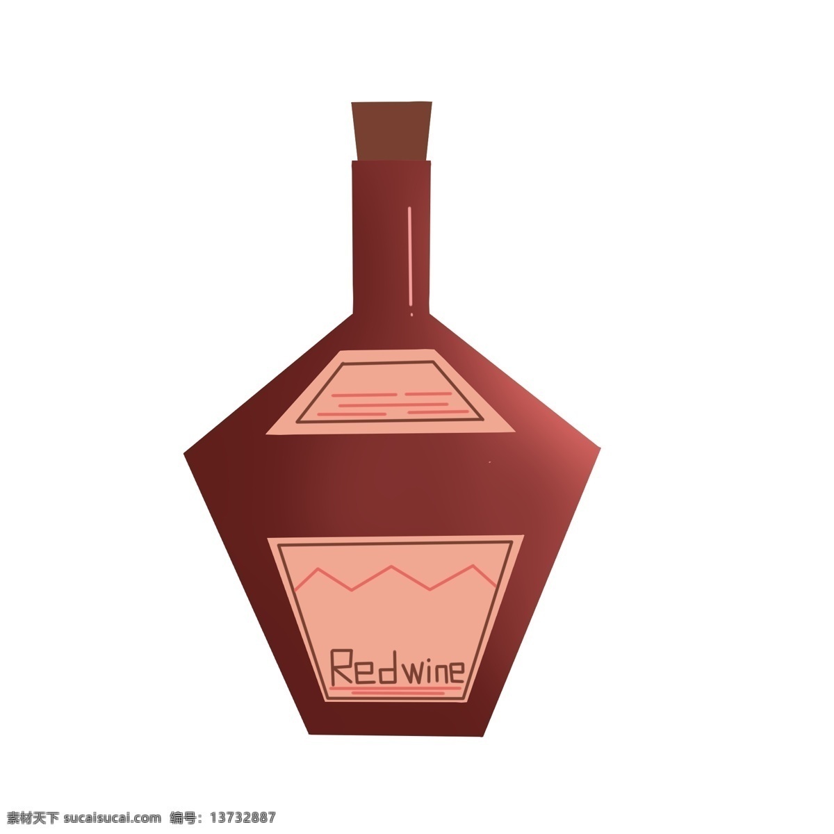 高档 红酒 香槟 插画 高档红酒 高档香槟 酒瓶插画 啤酒瓶 酒水饮品 菱形红酒瓶 粉色商标标志