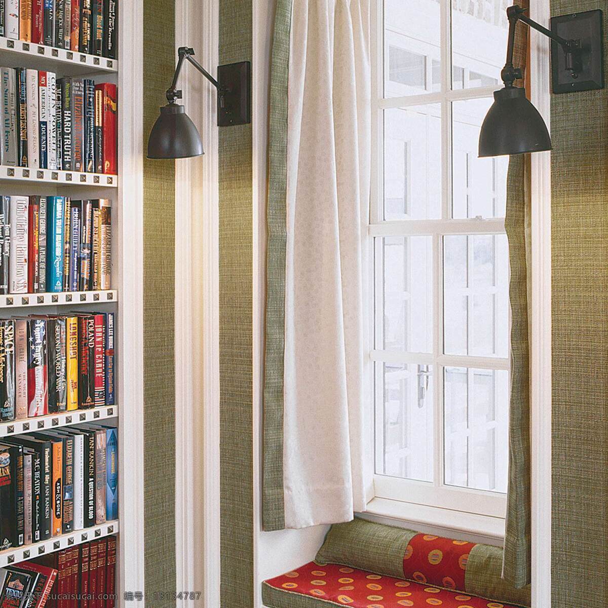 绿色 调 室内设计 小 阳台 效果图 窗户 吊顶 复古风 绿色调 书架 榻榻米 小阳台
