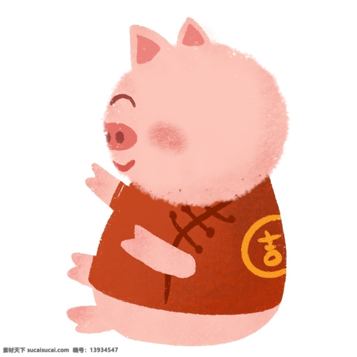 手绘 可爱 金 猪 装饰 小猪 过年 卡通 新年 png元素 免抠元素