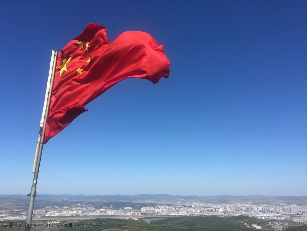 延吉 猫儿山 红旗 中国 吉林 中国红旗 飘扬 旅游摄影 国内旅游
