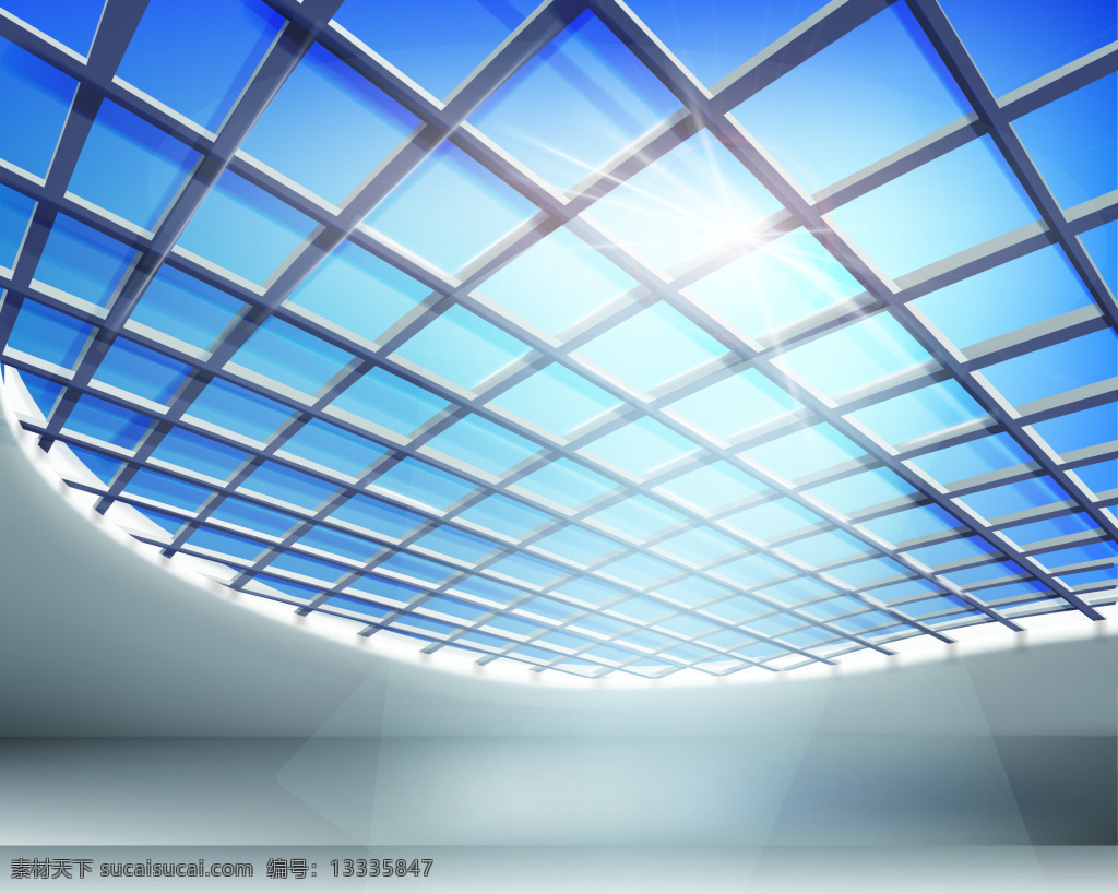 白色 蓝色 建筑 矢量 背景 蓝天 明媚 天窗 阳光
