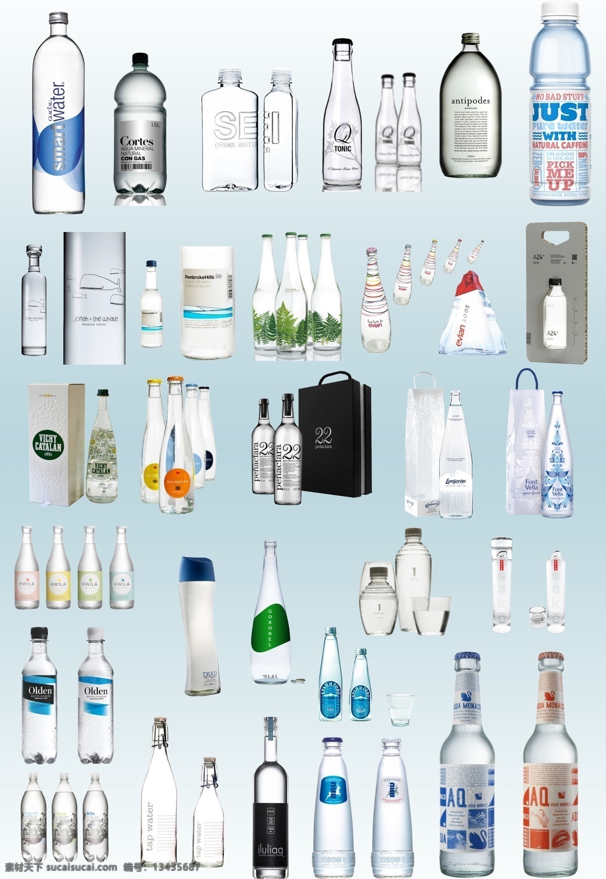 矿泉水瓶 矿泉水 玻璃瓶 饮料瓶 塑料瓶 矿泉水包装 透明瓶 分层 源文件
