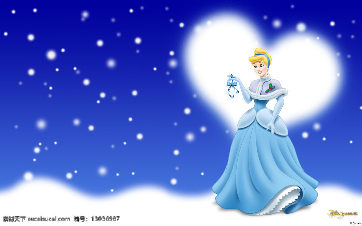迪斯尼公主 迪斯尼 公主 心形月亮 雪地 雪花 动漫人物 动漫动画