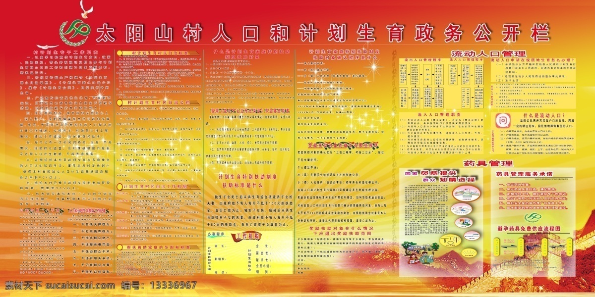 公开栏 计划生育 人口流动 药具管理