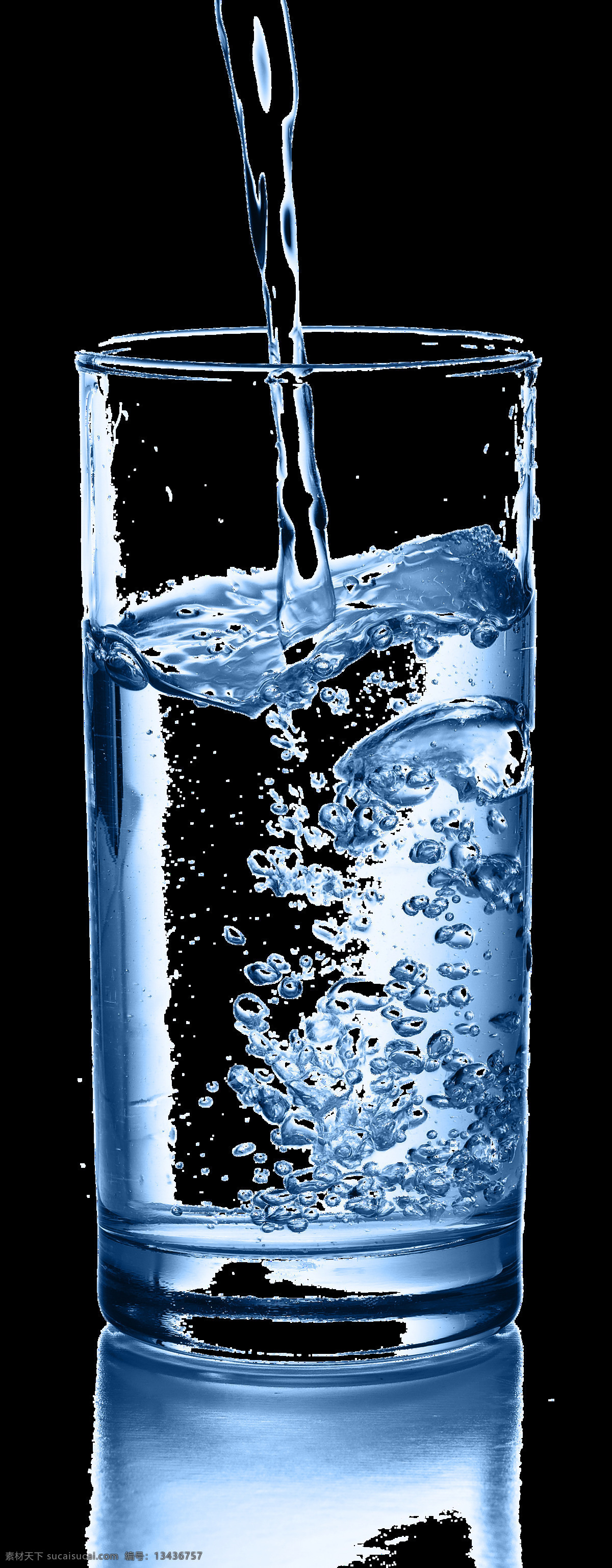 实物 水杯 倒水 元素 透明 玻璃杯 水流 水泡 免抠