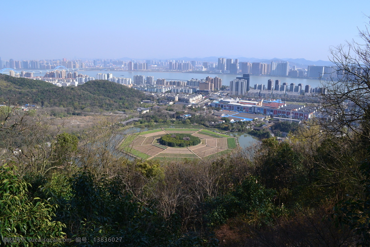 杭州八卦田 杭州 八卦田 远眺 玉皇山 景区 国内旅游 旅游摄影