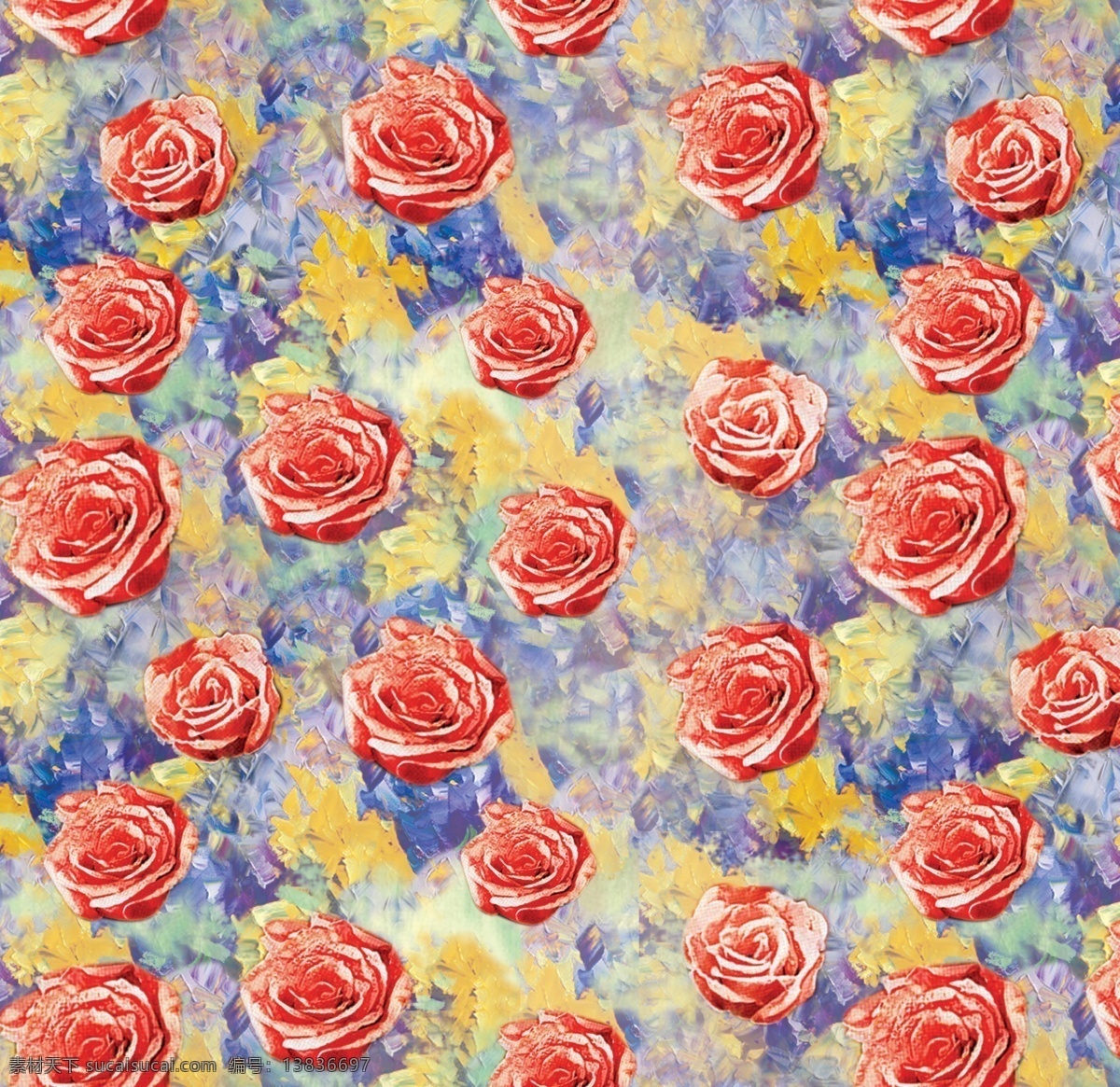 油画 玫瑰 红色 花朵 青黄色 底纹边框 背景底纹