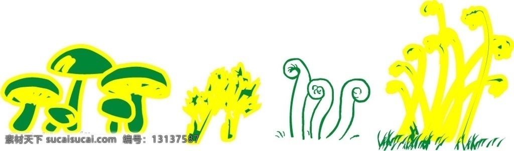 山野素材 野山菌 野菜 野山蕨 矢量素材图片 cdr格式 生物世界 野生动物 矢量图库